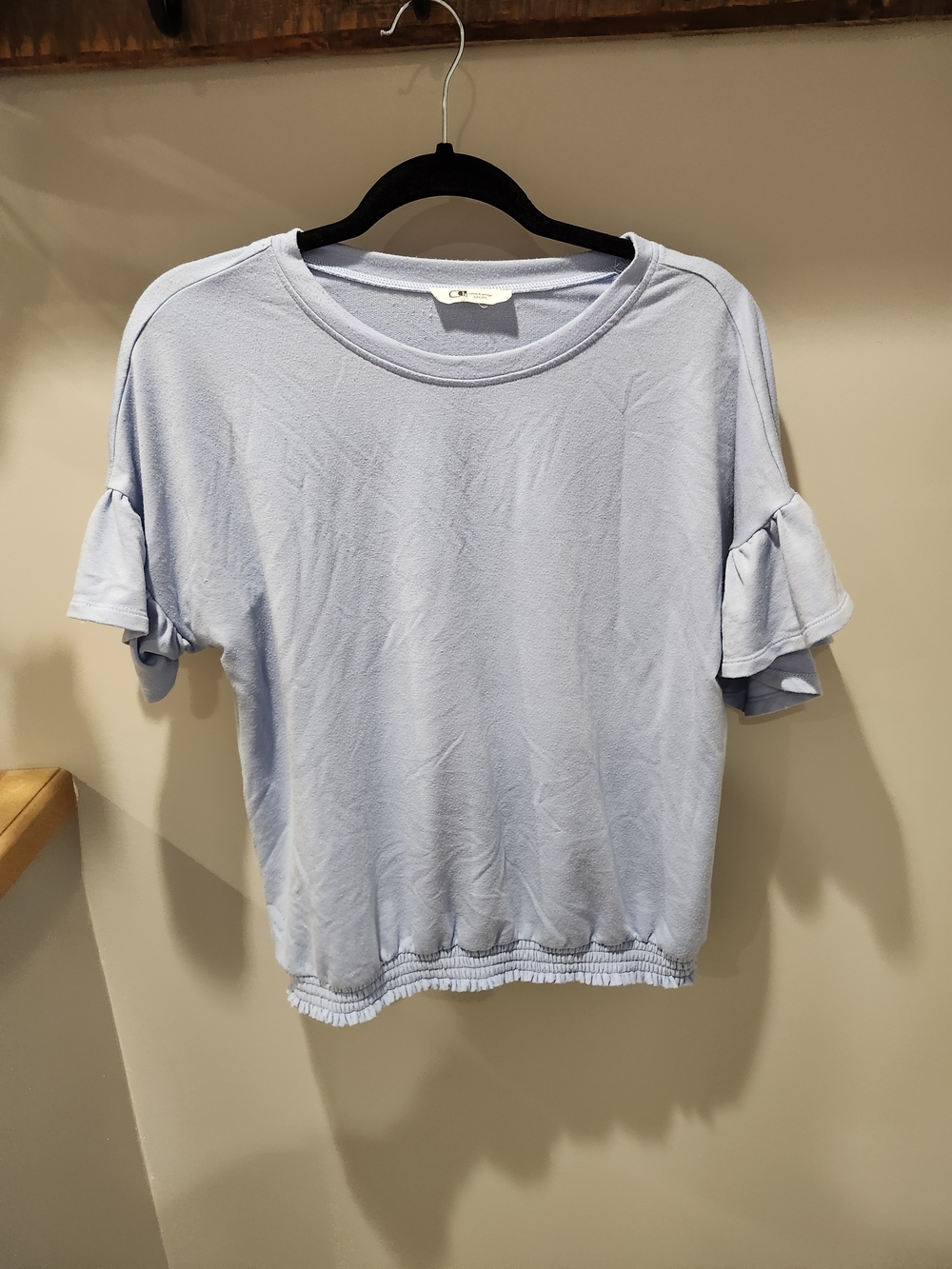 Cable & Gauge Sport Light Blue Xxl Top With Flutter Sleeve And Elastic Waist